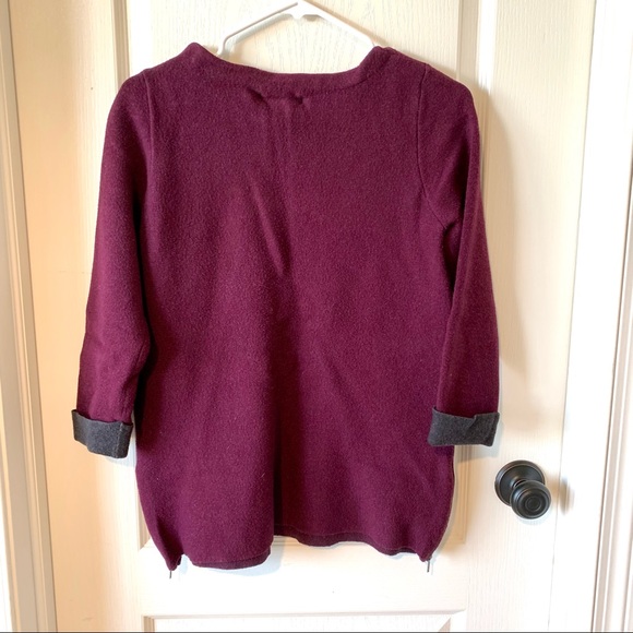 NANETTE LEPORE Wool Blend Contrasting Cuff Zippered Hem Sweater—SZ. Small - Picture 7 of 11